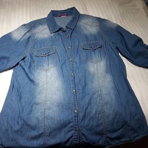 Women's ombre button up denim shirt